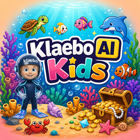 An underwater reef with treasure and fish